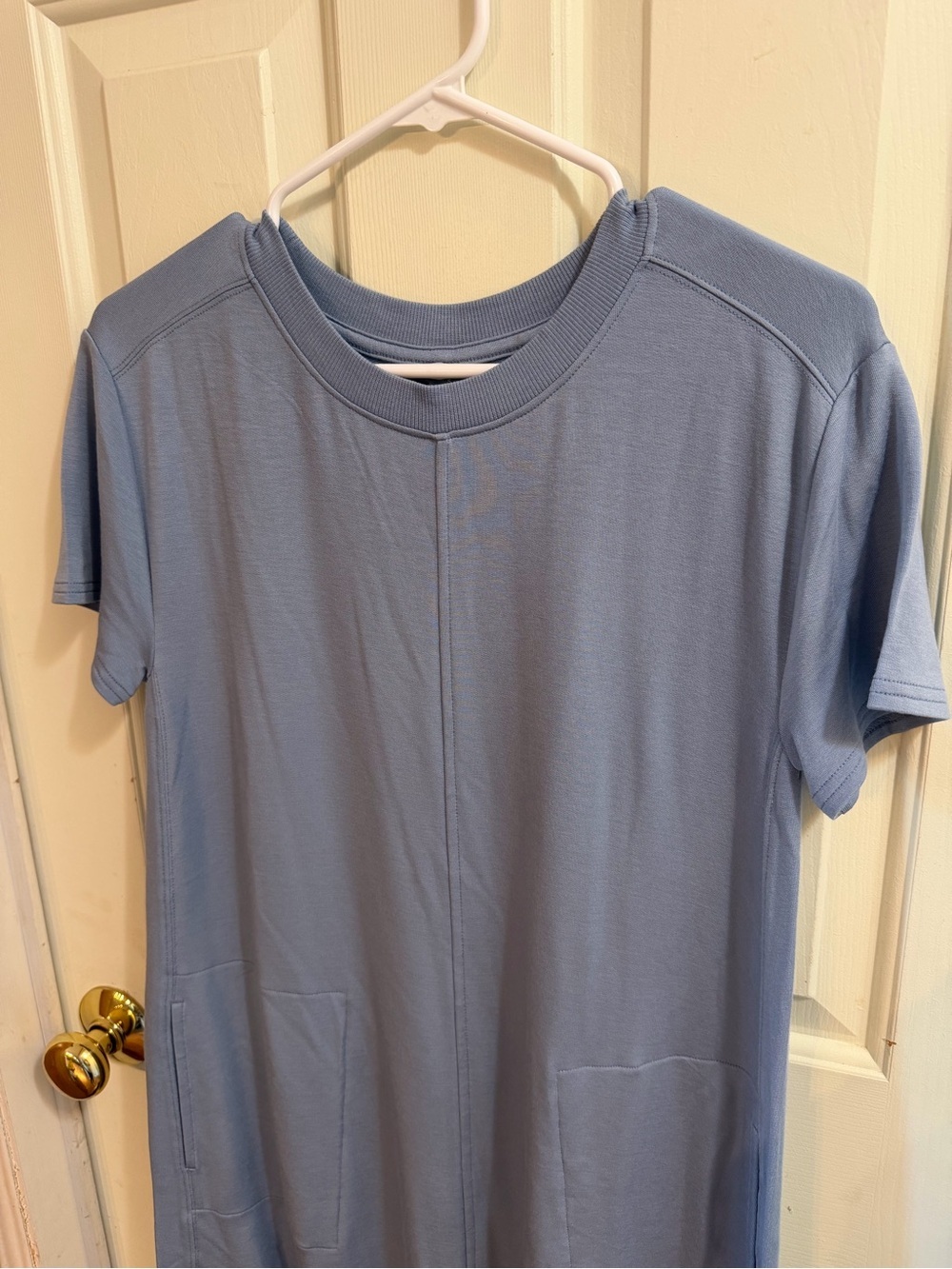 Lou & Grey Dusty-Blue Short-Sleeve Dress | Minimal Aesthetic Athleisure Comfy |S - Picture 3 of 6